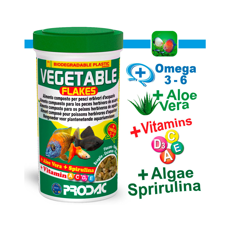 Alimento Prodac Vegetable Flakes Para Peixes Petz