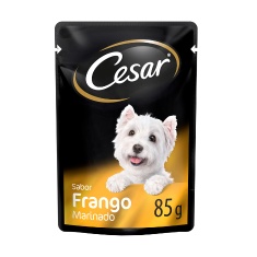 Ração Úmida Cesar Sachê Cortes Selecionados Frango Marinado ao Molho Para Cães Adultos 85 g