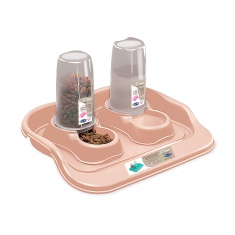 Comedouro Plast Pet Kit Flex Gourmet para Cães e Gatos Bege 650ml