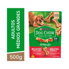 Biscoito Dog Chow Extra Life para Cães Adultos de Raças Médias e Grandes Sabor Frango