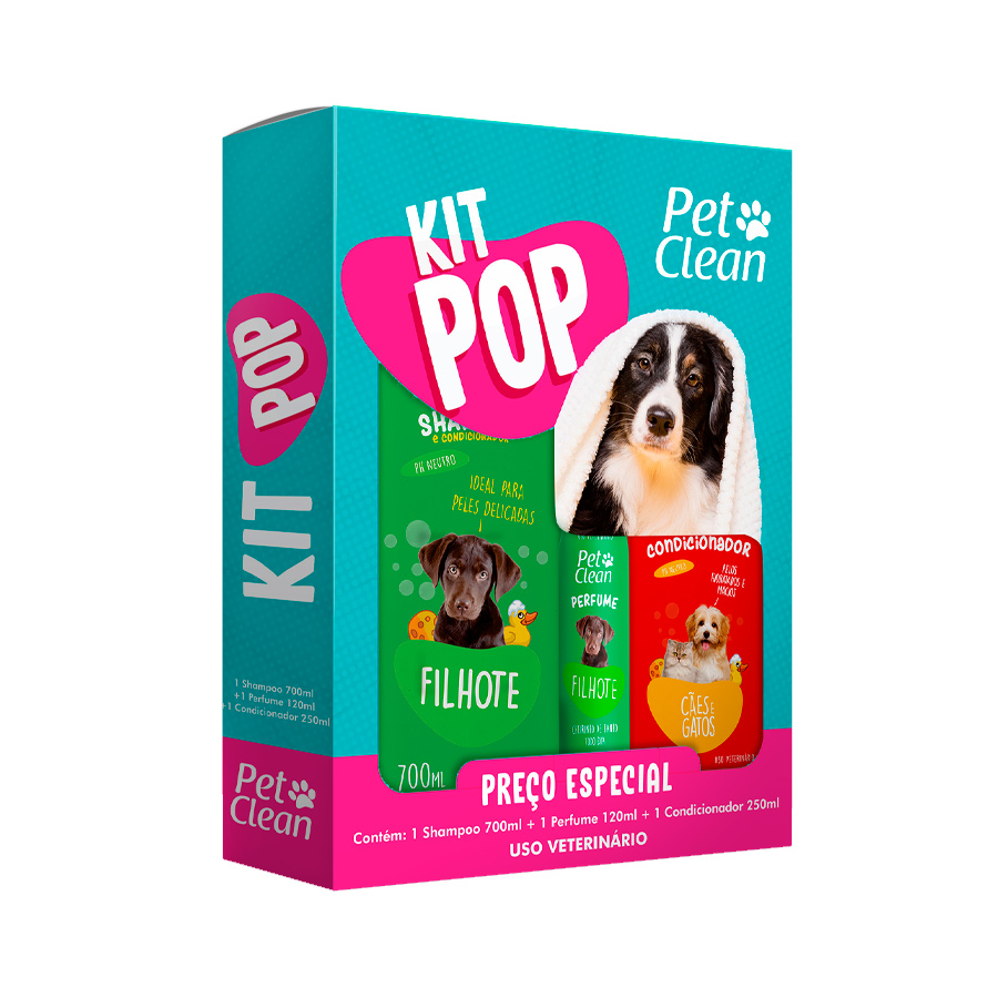 Kit Pop Pet Clean Shampoo, Condicionador e Perfume Petz