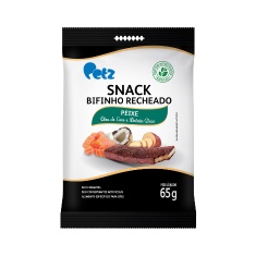 Snack Petz Bifinho Recheado para Cães Adultos Sabor Peixe, Óleo de Coco e Batata Doce